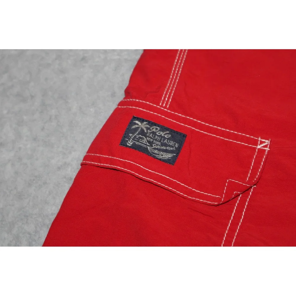 Polo Ralph Lauren Swim Shorts Mens Large Red Cargo Pocket Board Trunks